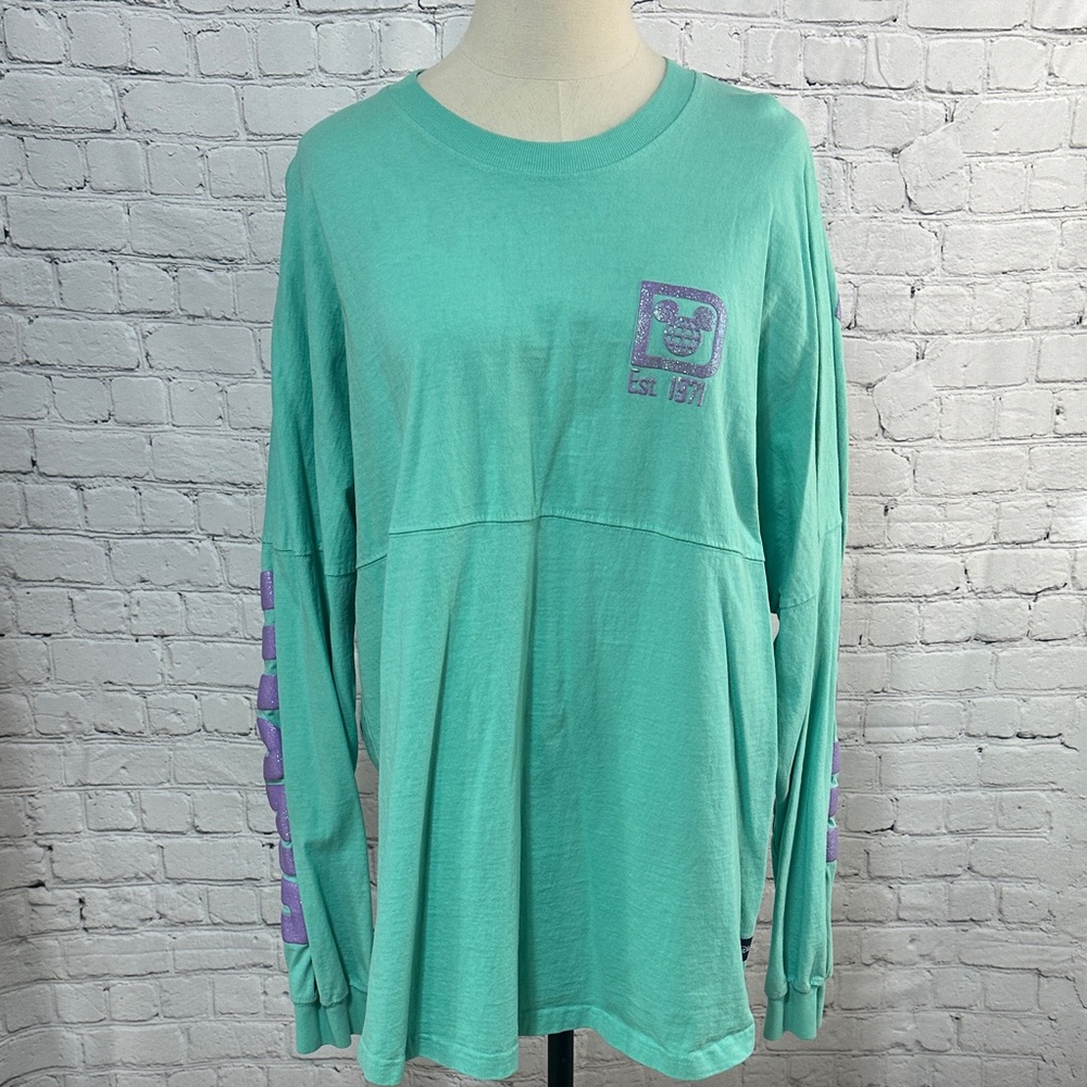 Walt Disney World Spirit Jersey Mint Green Purple Glitter XXL